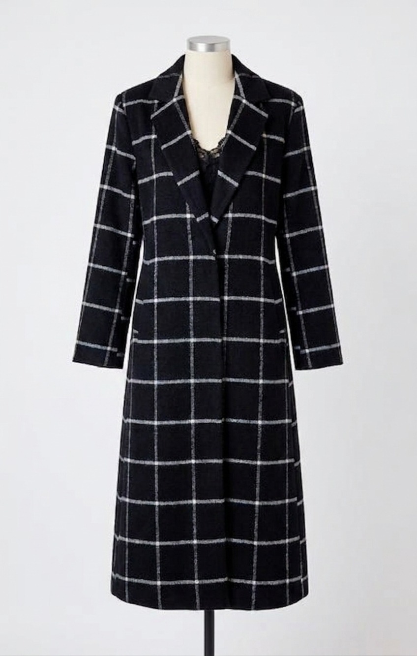 NEW SADIE & SAGE double breasted long coat in dark grey